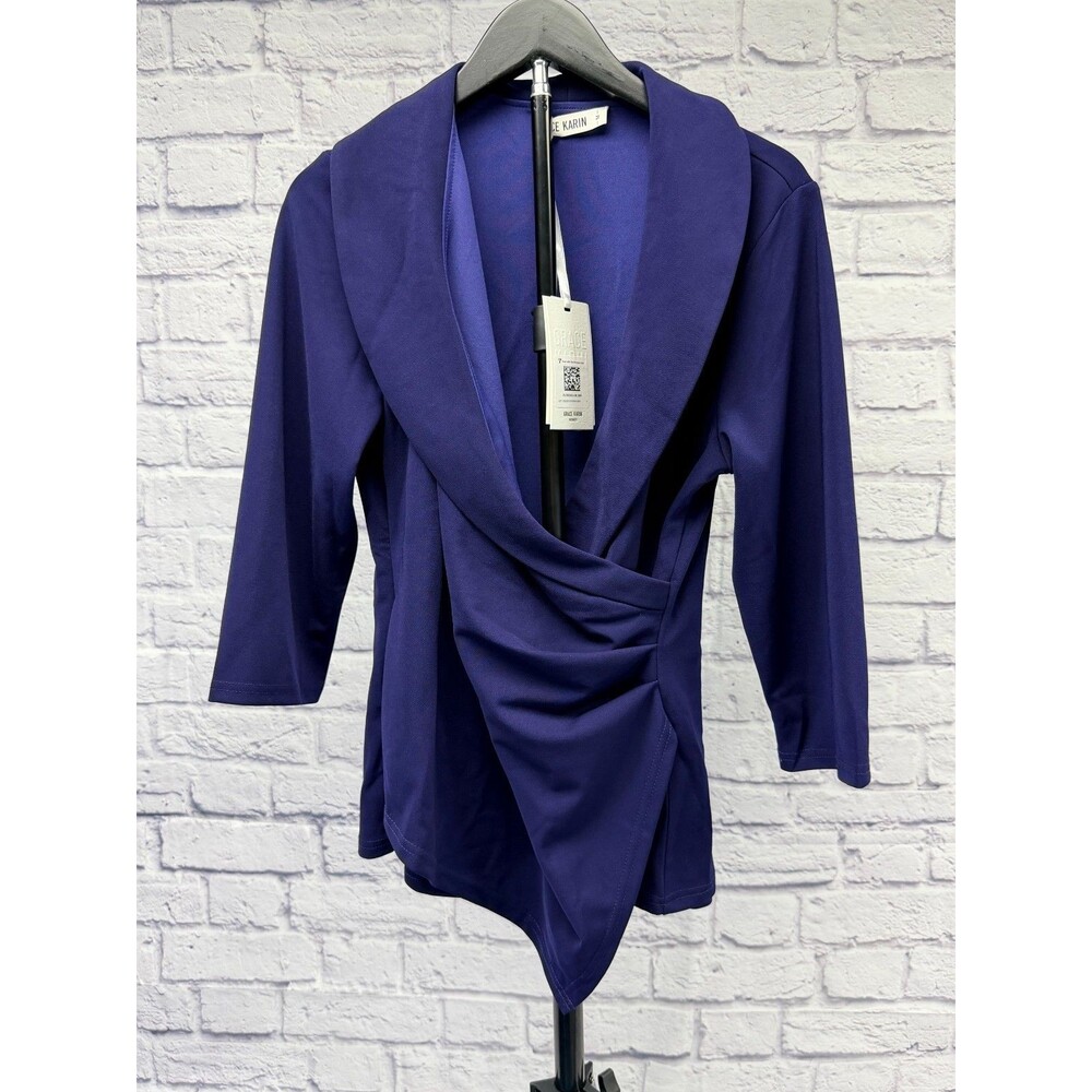 Grace Karin Women's M Purple Asymmetrical Zip Draped Jacket Blazer NWT